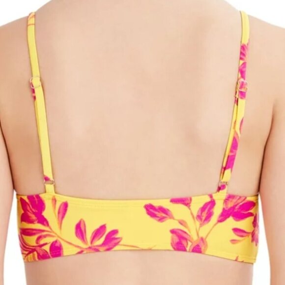 NWT BCBG Paris Women's Yellow Floral  Wrap Bikini Top, size M - Picture 2 of 8